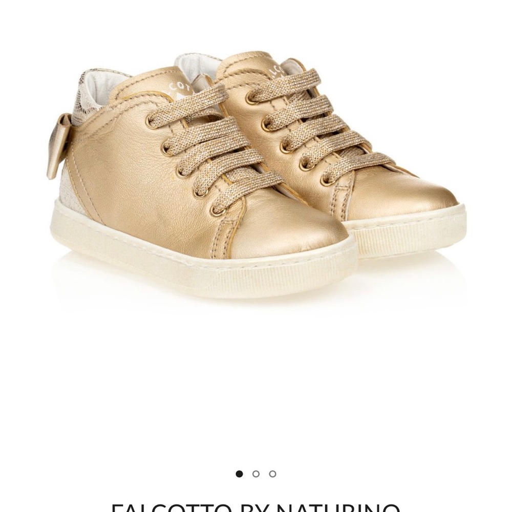Falcotto by Naturino Girls Gold Leather Sneakers size 24 euro Us 8 NWT